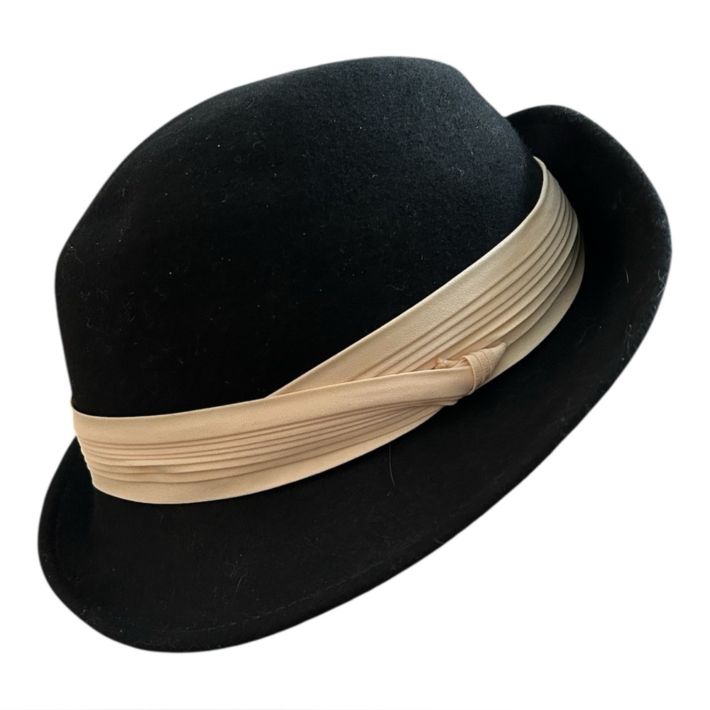 Tally Ho Women’s Black 100% Wool Hat Vintage Look Derby Retro Wide Brim Classic